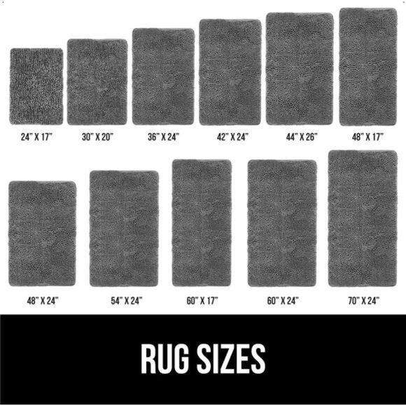 Bath Rug Mat 24x17, Thick Soft Absorbent Chenille, Rubber Backing Quick Dry - Picture 6 of 6